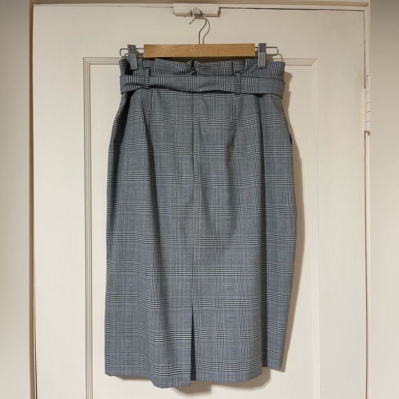 Banana Republic grey houndstooth plaid paper bag skirt - Picture 2 of 6